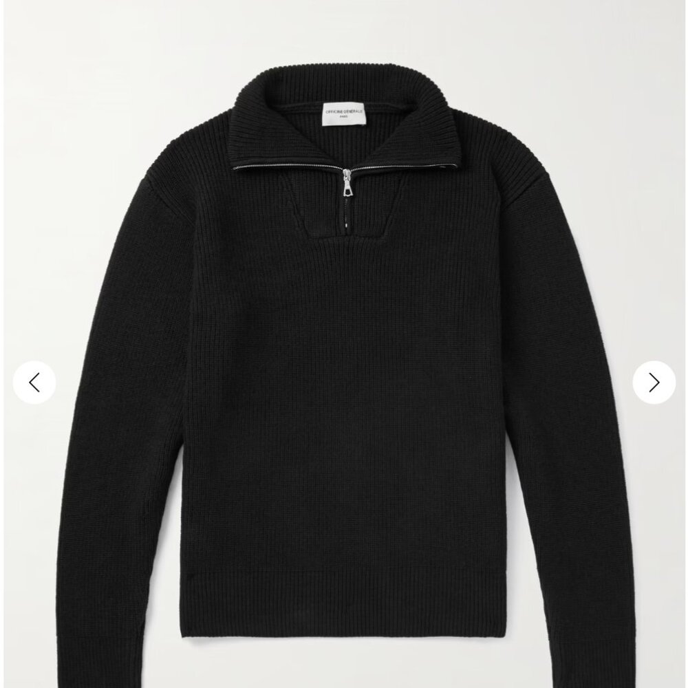 NWT OFFICINE GÉNÉRALE Tarek Ribbed Wool Half-Zip Sweater